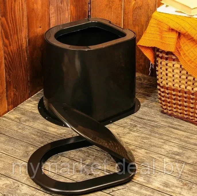 Туалет пластиковый дачный (без дна) / Туалеты для дачи пластиковый черный / Сиденье для уличного туалета - фото 6 - id-p208763469