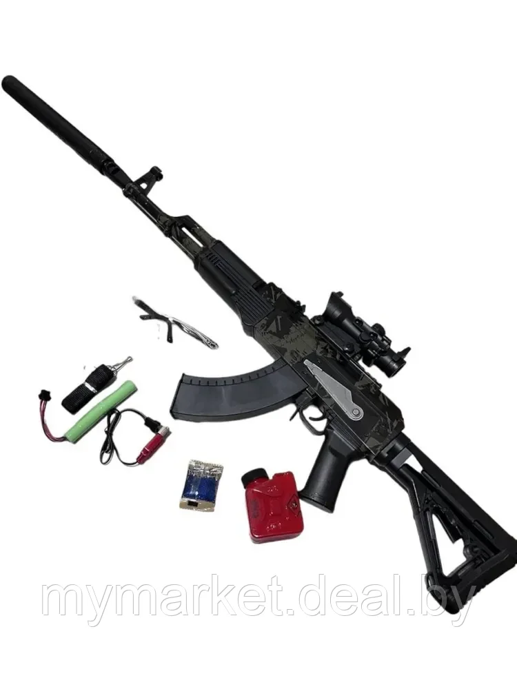 Штурмовая винтовка АК-74 на орбизе с оптическим прицелом / детский автомат с аккумулятором - фото 1 - id-p208763501