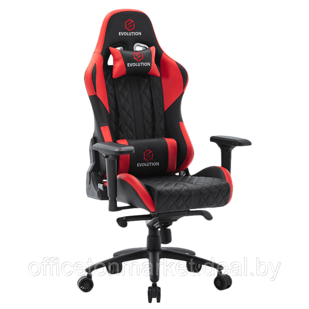Кресло игровое Evolution Racer M, экокожа, металл, черный, красный - фото 1 - id-p208765118