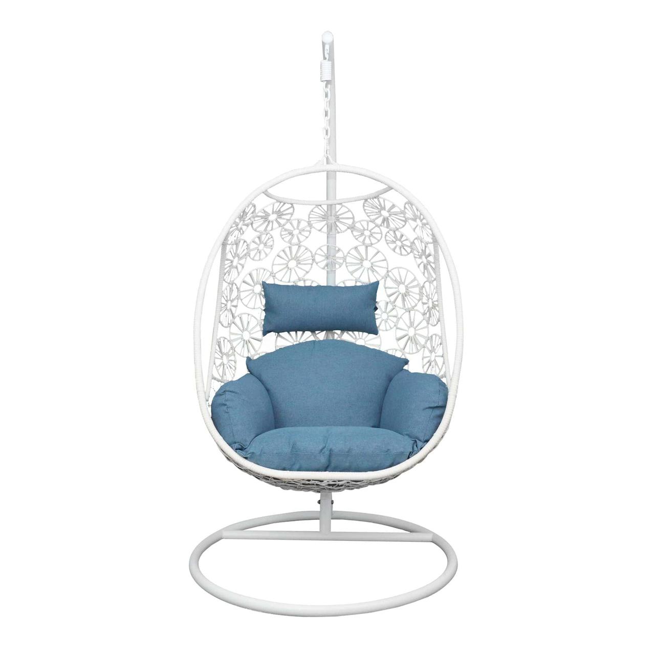 Кресло подвесное BALI, (белый/синий), размер кокона/стойки 118*94*67/d105*196см - фото 4 - id-p208765899