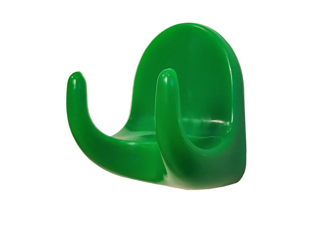 Крючок-вешалка самоклеющийся, двухрожковый, 5 шт., зеленый, GARDENPLAST (h=44 мм, b=38 мм)