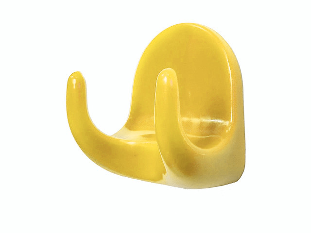 Крючок-вешалка самоклеющийся, двухрожковый, 5 шт., желтый, GARDENPLAST (h=44 мм, b=38 мм) - фото 1 - id-p208769514