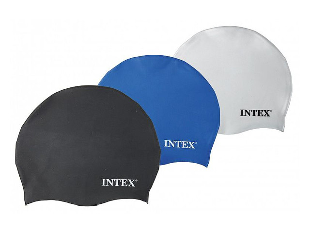 Шапочка для плавания силиконовая, INTEX (от 8 лет, размер универсальный, цвета в ассортименте) - фото 1 - id-p208771537