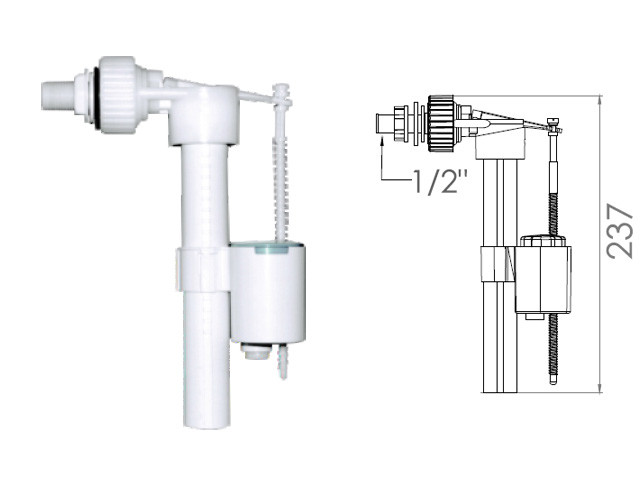 Поплавочный клапан боковой подачи воды, 1/2, пл. резьба, AV Engineering - фото 1 - id-p208778653