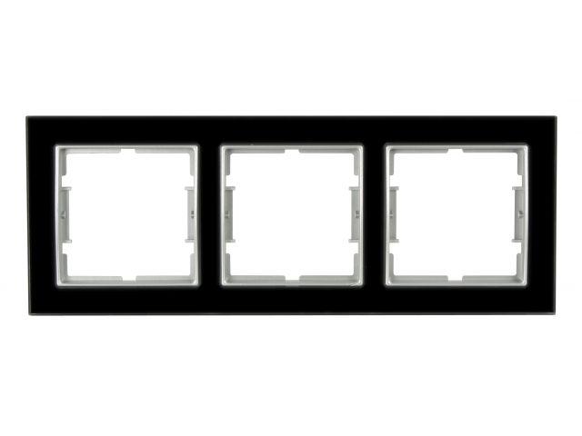 Рамка 3-ая горизонтальная черное стекло ELITRA, MUTLUSAN - фото 1 - id-p208778487