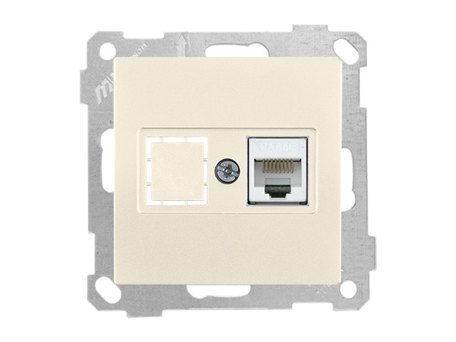 Розетка компьютерная 1xRJ45 (Cat5e, скрытая, без рамки) кремовая, DARIA, MUTLUSAN ((RJ 45) 8-pin, соединения - фото 1 - id-p208778680