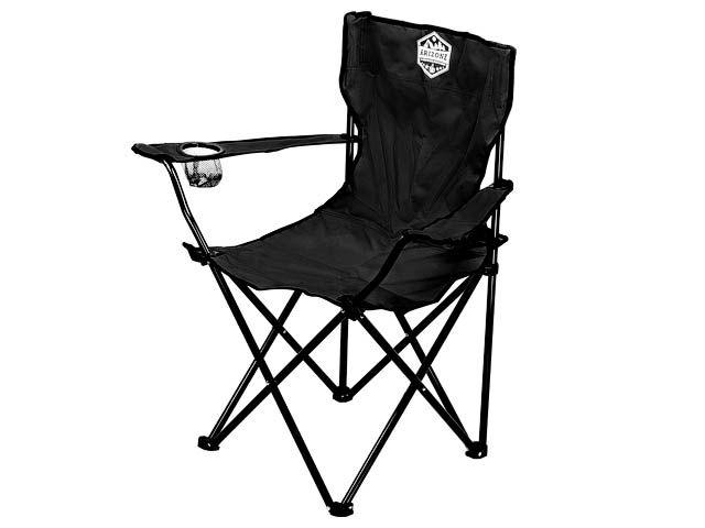 Кресло складное кемпинговое с держателем для бутылок + чехол, черное, серия Coyote, ARIZONE
