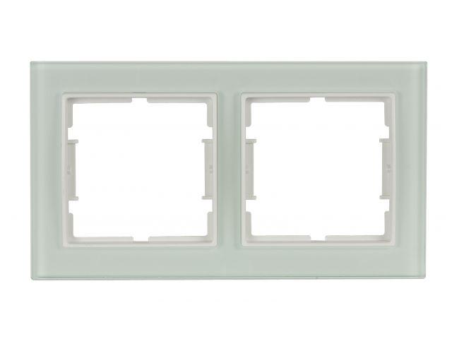 Рамка 2-ая горизонтальная белое стекло ELITRA, MUTLUSAN - фото 1 - id-p208778512