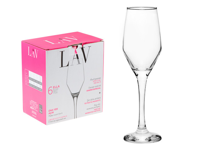 Набор бокалов для шампанского, 6 шт., 230 мл, серия Ella, LAV - фото 1 - id-p208778525