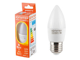 Лампа светодиодная C37 СВЕЧА 6 Вт 170-240В E27 3000К ЮПИТЕР (45 Вт аналог лампы накал., 450Лм, теплый белый