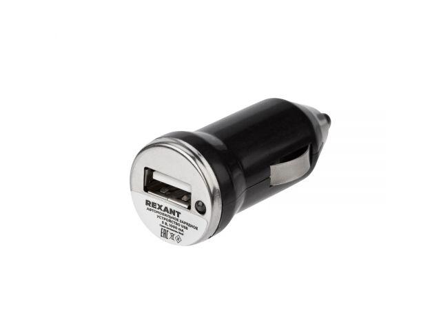 Зарядное устройство в прикуриватель USB, 5V, 1000mA, черное REXANT - фото 1 - id-p208773191