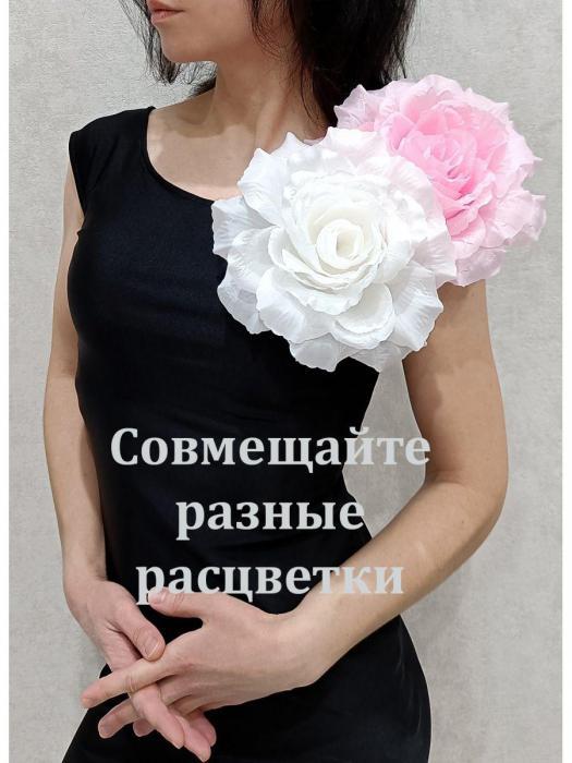 Брошь цветок из ткани большая Брошка женская тканевая крупная белая роза - фото 4 - id-p208779421