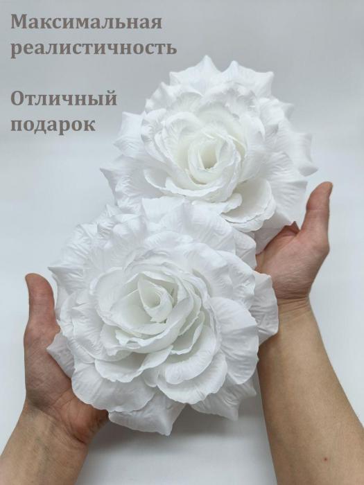Брошь цветок из ткани большая Брошка женская тканевая крупная белая роза - фото 5 - id-p208779421