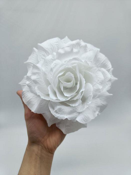 Брошь цветок из ткани большая Брошка женская тканевая крупная белая роза - фото 6 - id-p208779421