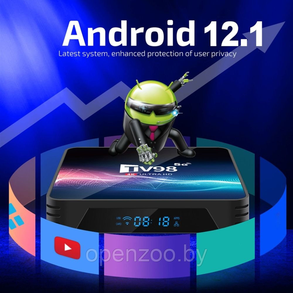 Телевизионная андроид приставка Smart TV 98 WiFi 2.4G/5G, Android12.1, 4KUltraHD2G/16Gbс пультом ду - фото 4 - id-p208779809