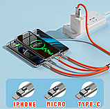 Кабель зарядный универсальный 3 в 1 BIG FAST CABLE Micro USB, Type-C, 6A, 120 W Оранжевый, фото 5