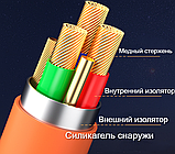 Кабель зарядный универсальный 3 в 1 BIG FAST CABLE Micro USB, Type-C, 6A, 120 W Оранжевый, фото 10