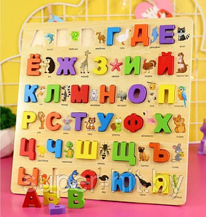Алфавит детский сортер деревянный, 30х30см, фото 2