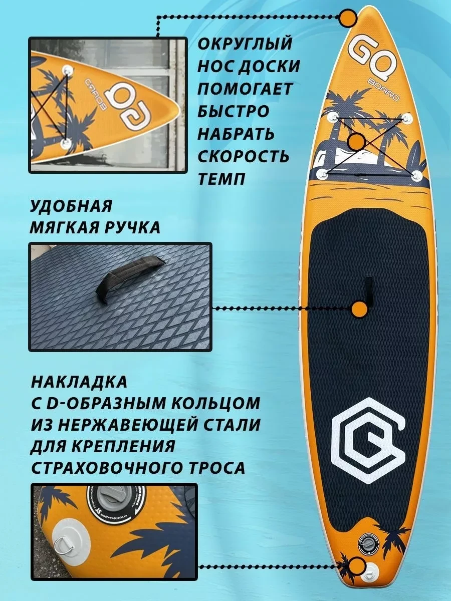 Доска SUP Board надувная (Сап Борд) GQ Coco Yellow (GQ335) 11'(335см) - фото 3 - id-p208783297