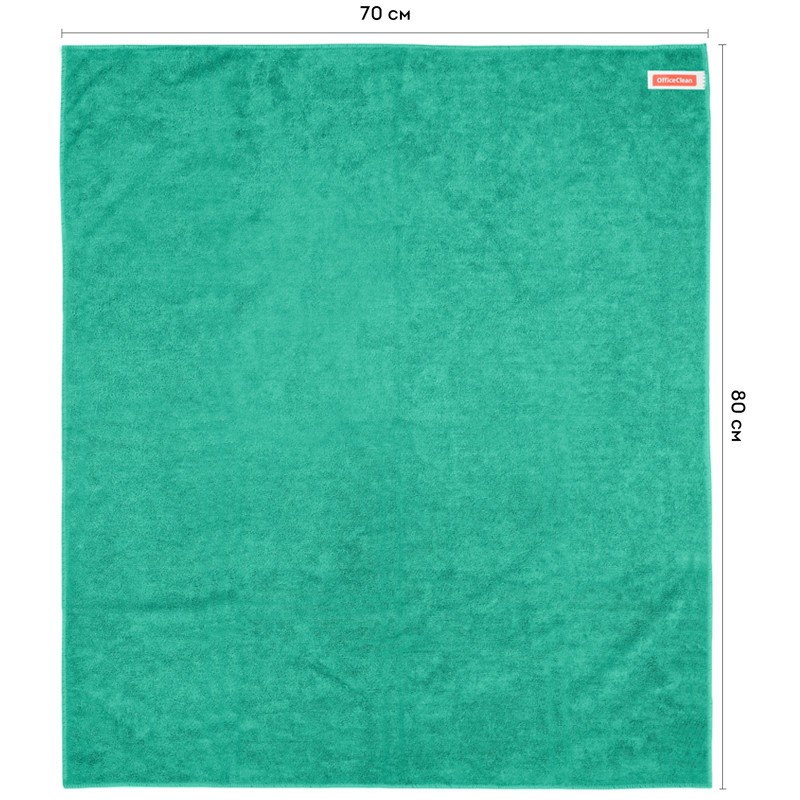 Салфетка для пола OfficeClean "Премиум", зеленая микрофибра, 70*80см, индивид. упаковка - фото 3 - id-p208796317