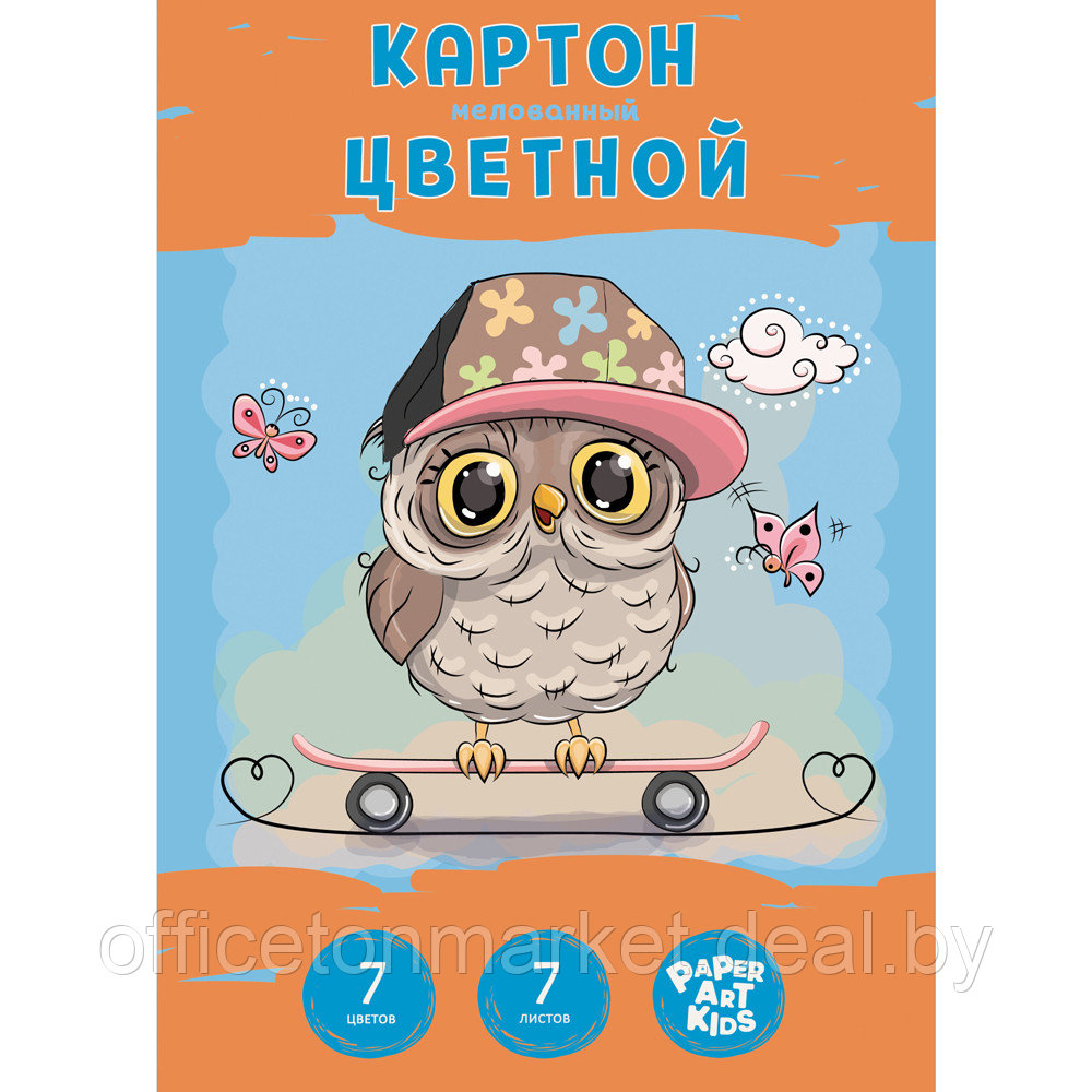 Картон цветной "Совенок на скейте", A4, 7 листов - фото 3 - id-p208796708