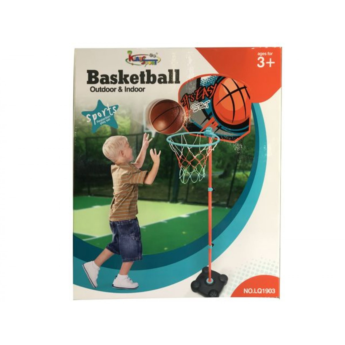  Баскетбольное кольцо на стойке с мячом и насосом, 160 см, LQ1902 .