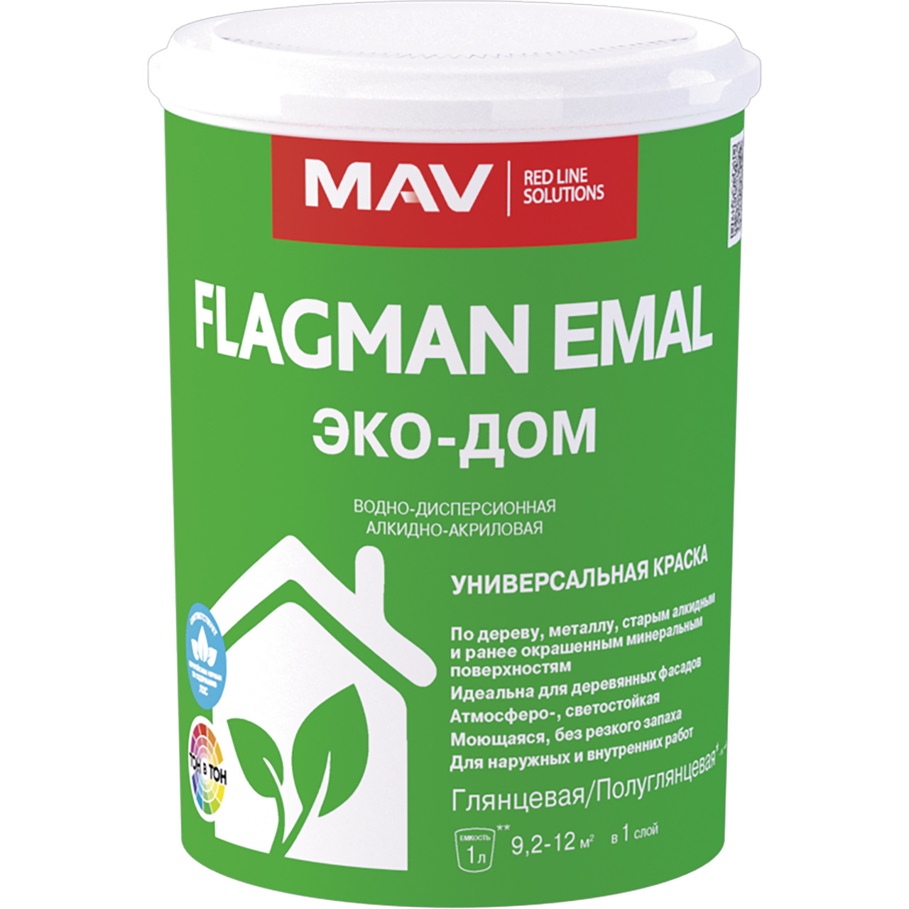 Краска FLAGMAN EMAL ЭКО-ДОМ белая п/глянц. 2,5 л (2,9 кг) - фото 1 - id-p208797428