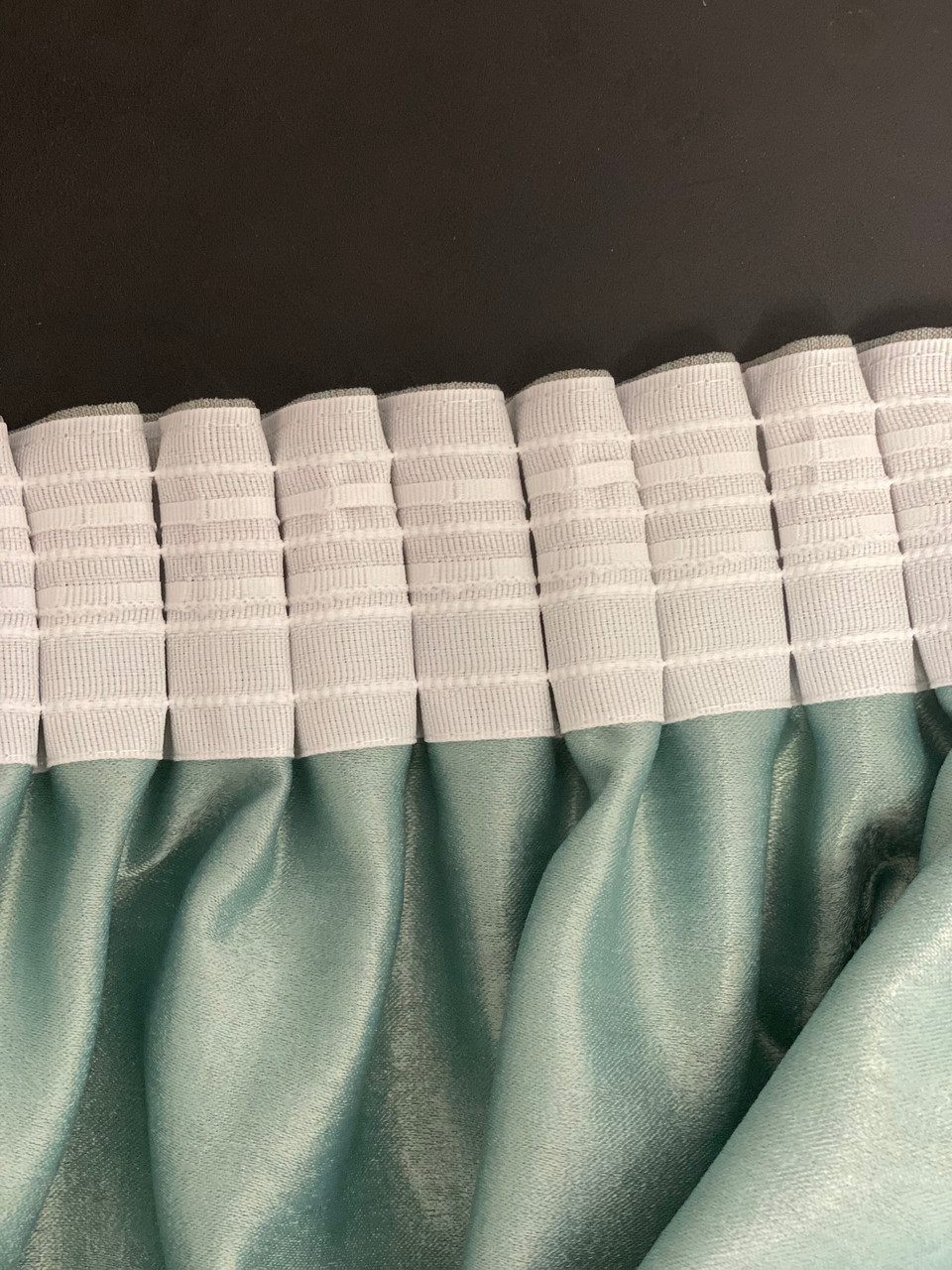 Готовые шторы из плотной ткани софт 250*500 мелкая рогожка на шторной ленте бирюзового цвета - фото 10 - id-p208799799