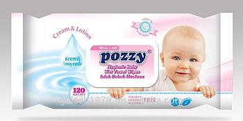 Влаж. салфетки Pozzy детские 120шт розовые с крышкой