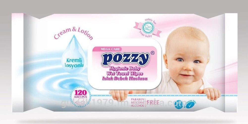 Влаж. салфетки Pozzy детские 120шт розовые с крышкой - фото 1 - id-p208799531