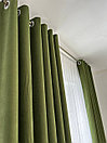 Зеленые шторы канвас на шторной ленте  ширина 300 см  высота 2,5 м. на любой карниз на шторной ленте, 2 шт., фото 5