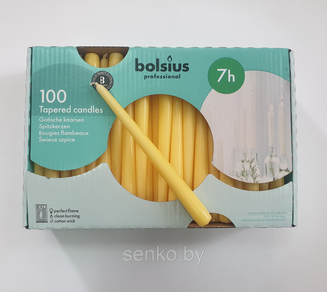 Свеча конусная желтая 240/23 Bolsius Proffesional - 100 шт. | 1 шт. - 1.50 руб. - фото 1 - id-p208807402