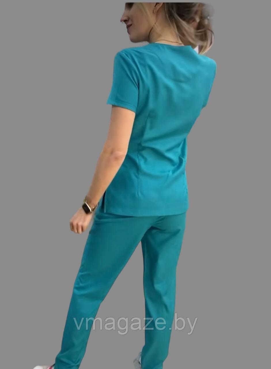 Медицинский костюм Ирис стрейч (цвет бирюзовый) - фото 5 - id-p208808211