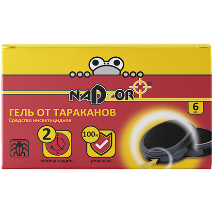 Гель от тараканов в ловушке, 6 шт. "NADZOR", РФ