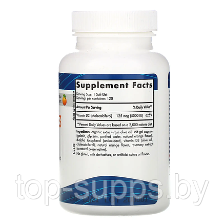Nordic Naturals Vitamin D3 5000 IU from Nordic Naturals (120 caps), фото 2