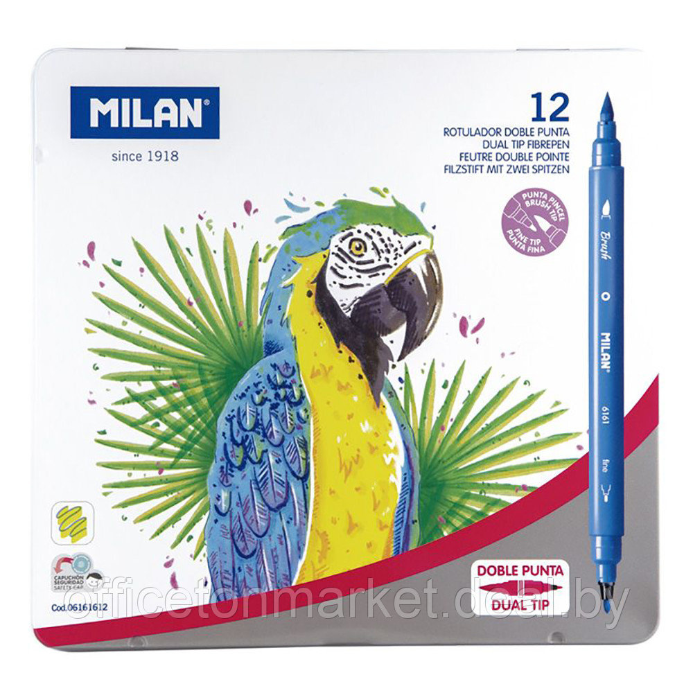 Фломастеры Milan двусторонние, 12 цветов - фото 1 - id-p208809680