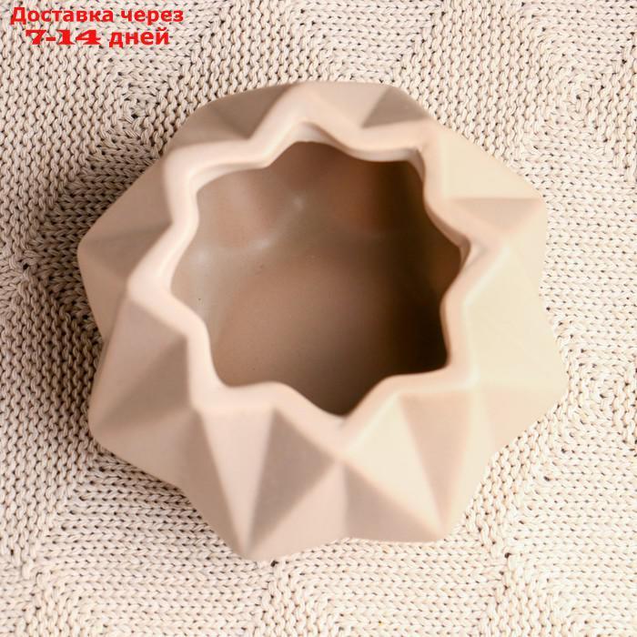 Кашпо керамическое "Треугольники" серое 10*10*7 см - фото 3 - id-p208766742