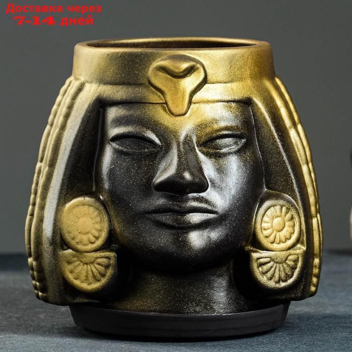 Фигурное кашпо "Клеопатра", 16×17×16 см, черный с золотом - фото 4 - id-p208766858