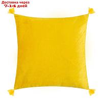 Чехол на подушку с кисточками Этель цвет желтый, 45х45 см, 100% п/э, велюр