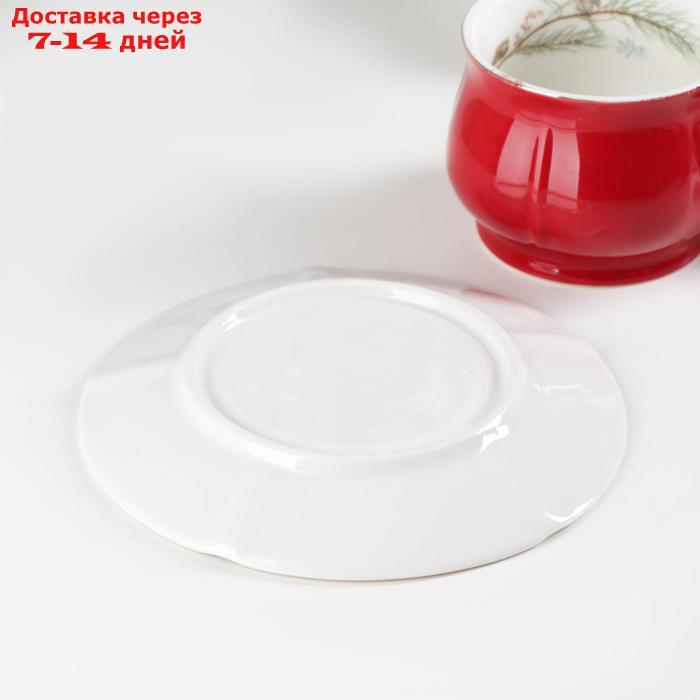 Сервиз чайный "Шишечки" чашка 200 мл, блюдце 14,5 см, цвет красный - фото 3 - id-p208768109