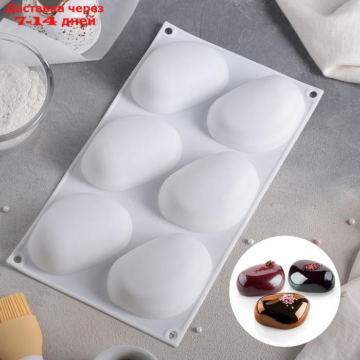 Форма для муссовых десертов и выпечки Доляна "Стоун", 30×18 см, 6 ячеек, цвет белый - фото 1 - id-p208767234