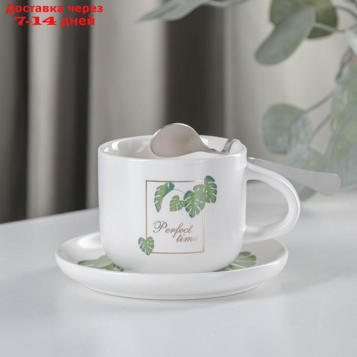 Набор чайный "Ботаника", 3 предмета: чашка 220 мл, блюдце, ложка, цвет МИКС - фото 1 - id-p208767269