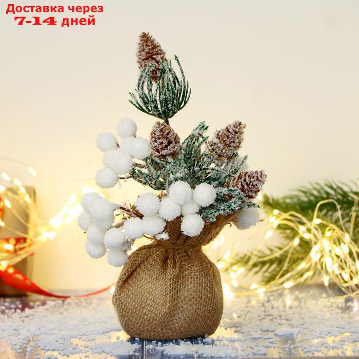 Декор "Зимнее очарование" белые ягоды, шишки в мешочке 22 см - фото 1 - id-p208768437