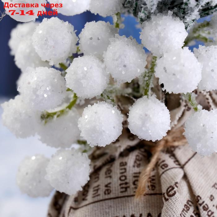 Декор "Зимнее очарование" белые ягоды, шишки в мешочке 22 см - фото 2 - id-p208768437