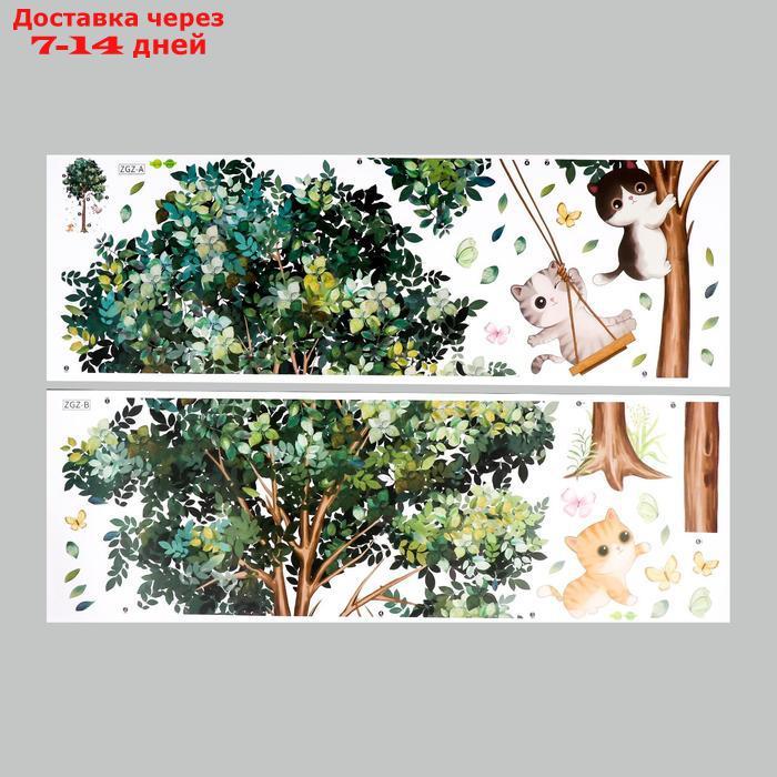 Наклейка пластик интерьерная цветная "Котята и дерево" 30х90 см набор 2 листа - фото 2 - id-p208768457