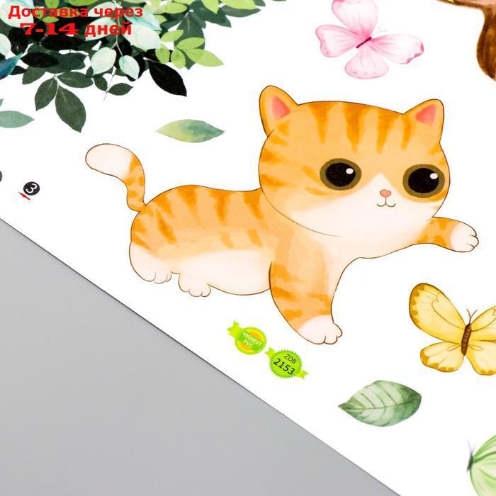 Наклейка пластик интерьерная цветная "Котята и дерево" 30х90 см набор 2 листа - фото 3 - id-p208768457
