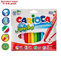 Фломастеры 12 цветов Carioca "Jumbo" 5 мм, утолщенные, смываемые, картон, европодвес