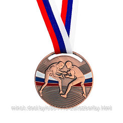 Медаль тематическая «Борьба», бронза, d=5 см