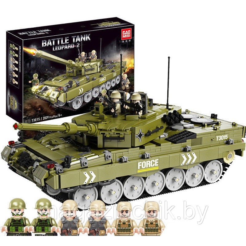Конструктор Танк Leopard T3015, 2029 дет., Леопард аналог Лего