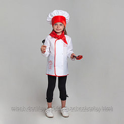 Карнавальный костюм "Лучший повар", куртка, колпак, платок, посуда, р-р 34, рост 134-140 см